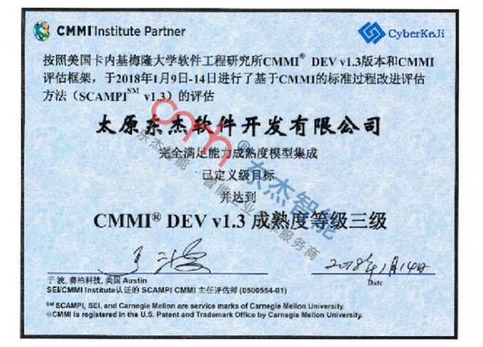 CMMI certificate